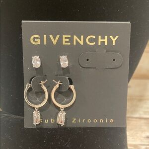 Givenchy Gold Hoops and Silver Studs Earrings